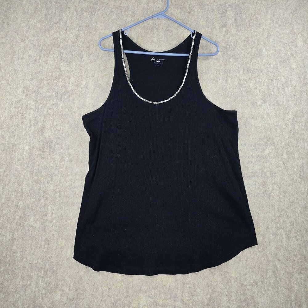 Lane Bryant Womens Sleeveless Black Racerback Tank Top W/ Rhinestone Trim